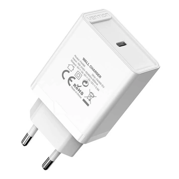 Vention FAIW0-EU USB-C 30W PD3.0 QC4.0 Wandladegerät Weiß
