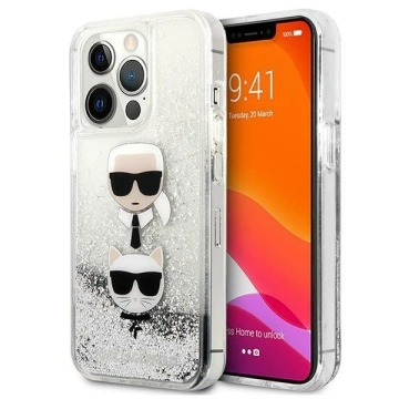 Etui ochronne na telefon Karl Lagerfeld KLHCP13LKICGLS do Apple iPhone 13 Pro / 13 6,1" srebrny/silver hardcase Liquid Glitter Karl&Choupette Head