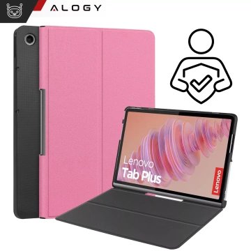 Etui + Szkło ochronne do Lenovo Tab Plus 11.5" 2024 TB351FU Alogy Book Cover Case obudowa na tablet Różowe + Rysik Gratis