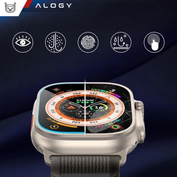 Gehärtetes Glas für Apple Watch Ultra 2 / Ultra 49 mm Displayschutz Alogy Protector 9H mit Positionierungsrahmen