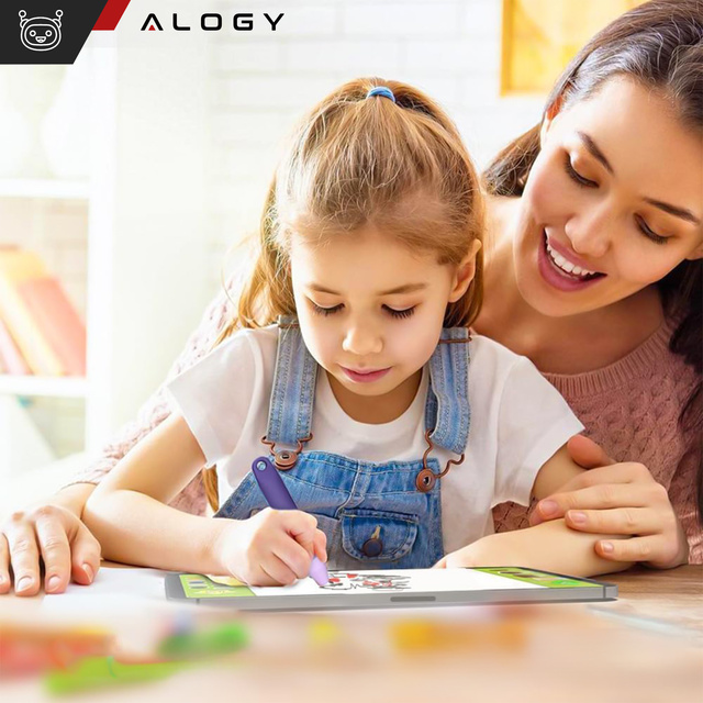 2x Rysik pojemnościowy dotykowy do ekranów telefonu tabletu Alogy Stylus Pen dla dzieci 10 cm Fioletowy i Niebieski