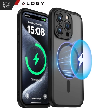 Hülle für Apple iPhone 15 Pro Alogy MagSafe Hybrid Matte Case Matte Cover mit Linsenschutz Schwarz