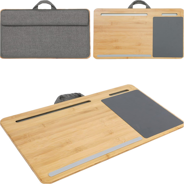 Stolik pod laptopa podstawka uchwyt na telefon tablet podkładka pod mysz Alogy bambusowa na kolana do łóżka