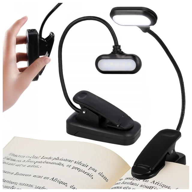 Lampa biurkowa Alogy LED z klipsem Bezprzewodowa do czytania Czarna