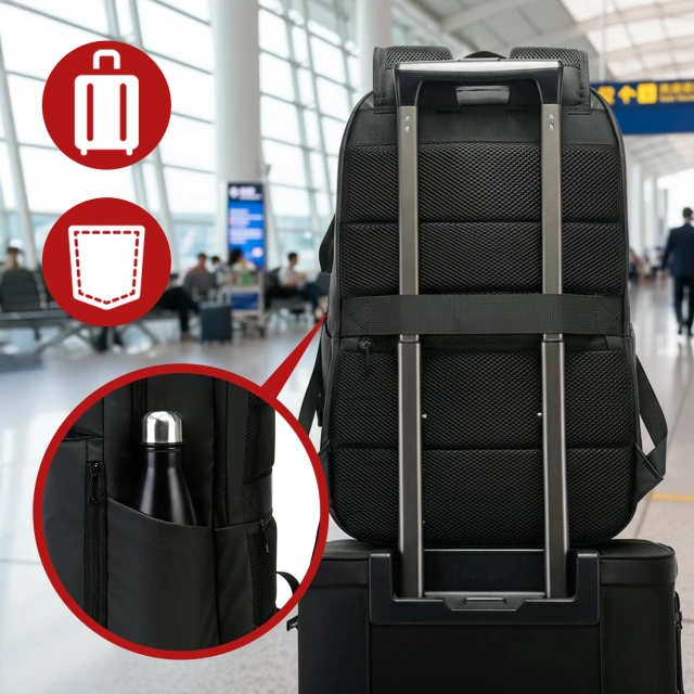 Plecak wodoodporny Bange 26L na laptopy do 15.6" – pojemny i wygodny, odporny i oddychający, miejski i podróżny do pracy i samolotu, unisex – Czarny