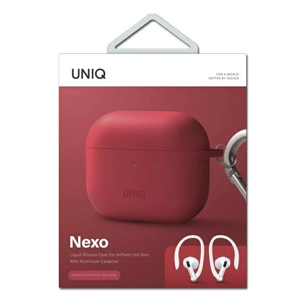 Etui ochronne na słuchawki UNIQ etui Nexo do Apple AirPods 3 + Ear Hooks Silicone czerwony/coral