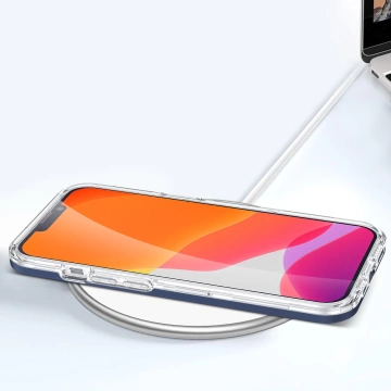 Klare 3in1 Hülle für iPhone 13 Mini Gel Cover mit Rahmen blau