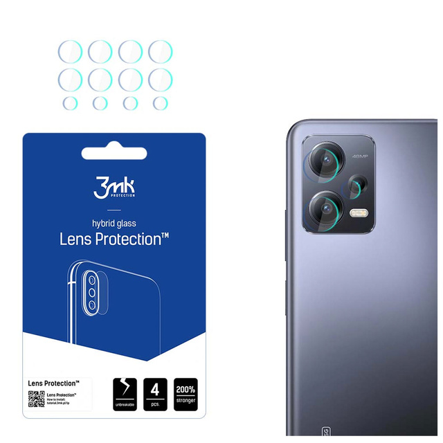 Szkło hybrydowe na obiektyw telefonu 3mk Lens Protection zestaw do Xiaomi Redmi Note 12 Pro/ 12 Pro Plus (4szt.)