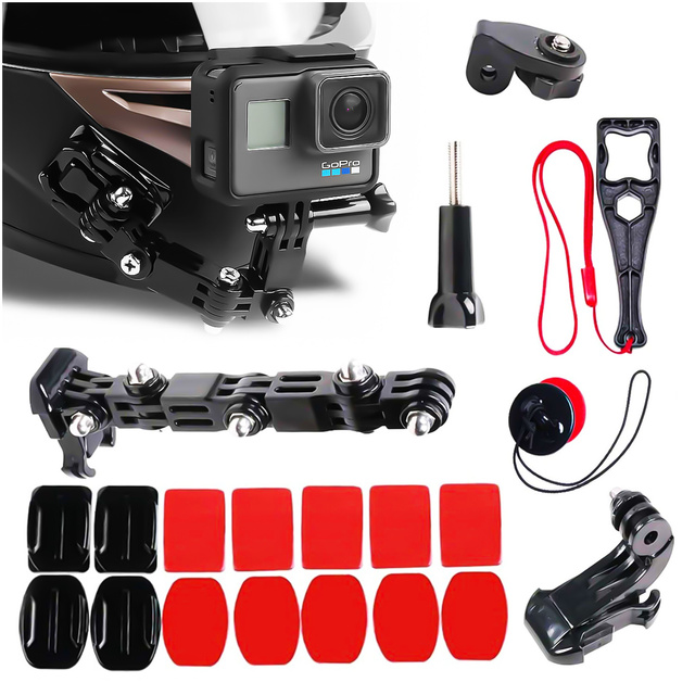 Zestaw akcesoriów montażowych Alogy 20w1 na kask do kamer sportowych GoPro, DJI, Insta360, SJCam, Eken