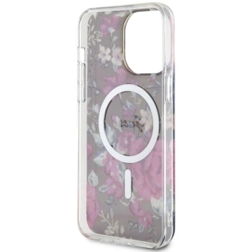 Guess GUHMP14XHCFWSA Handyhülle für Apple iPhone 14 Pro Max 6,7" grün/khaki Hardcase Flower MagSafe