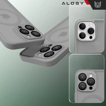 3w1 Zestaw Etui Hybrydowe + Szkło do Apple iPhone 16 Pro obudowa ochronna Hybrydowe MagSafe z ochroną obiektywu case + 2x Szkło hartowane ochronne na telefon Alogy 3in1 Case Pack Titanium Szare