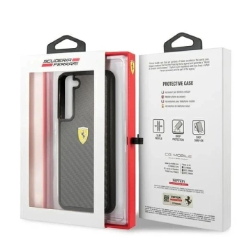 Etui Ferrari FEHCS22MFCAK für Galaxy S22 S906 Hardcase On Track Real Carbon czarny/black