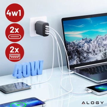 HUB-Splitter Alogy-Adapter für Computer-Laptop mit USB-C auf 3x USB-A 2.0 1x USB-A 3.0 Grau