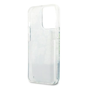 Guess GUHCP13LLFLSN iPhone 13 Pro / 13 6,1" zielony/green Hardcase Flower Liquid Glitter