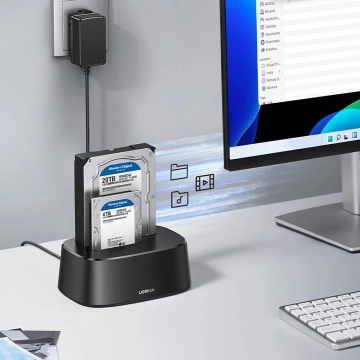 Ugreen CM198 50857 Dockingstation mit USB 3.0 für SATA 2,5" 3,5" SSD HHD Netzteil EU - Schwarz