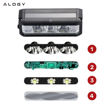 Fahrradlicht vorne Halogen LED-Licht Fahrradbeleuchtung für den vorderen Fahrradlenker Mocna 900lm Alogy 610 schwarz