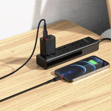 HOCO USB-A auf Lightning-Kabel X59, 3 m, schwarz, strapazierfähiges Nylongeflecht, 2,4 A