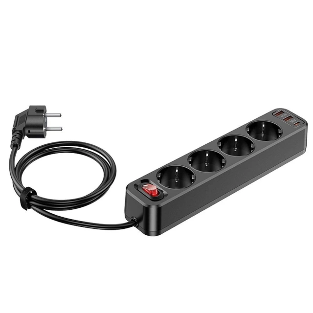 HOCO 4-Port Steckdosenleiste 2x USB-A Typ C PD QC3.0 20W NS1 1,8m