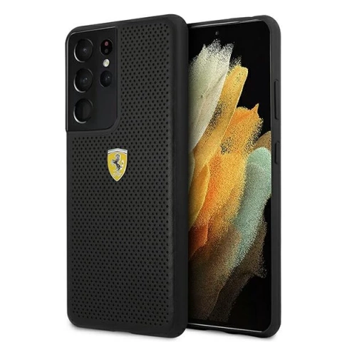 Etui für das Telefon Ferrari Hardcase für das Samsung Galaxy S21 Ultra czarny/black hardcase On Track Perforated