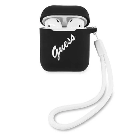 Guess GUACA2LSVSBW AirPods Abdeckung schwarz und weiß / schwarz weiß Silikon Vintage