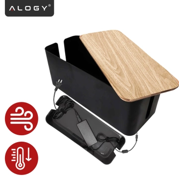 Organizerbox für Kabelleistenbox M Schreibtischboden Alogy BOX Holz Schwarz