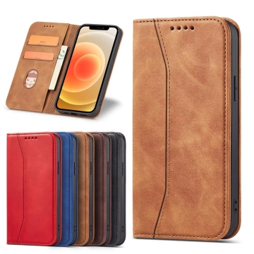 Magnet Fancy Case Case für iPhone 12 Pro Max Tasche Brieftasche Kartenhalter Braun