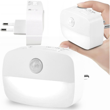 LED-Nachtlampe mit Bewegungssensor für EU-Steckdose, 3 Lichtfarben Alogy Night Light White