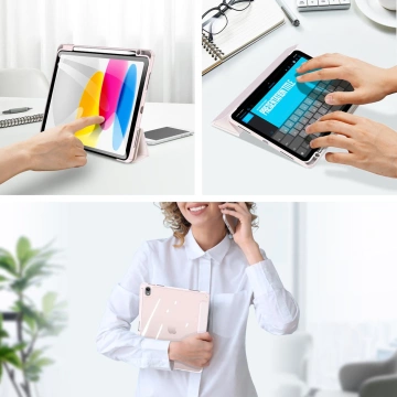 Dux Ducis Toby Hülle iPad 10.9'' 2022 (10 Gen.) Hülle mit Platz für Apple Pencil Stylus Smart Cover Ständer Pink