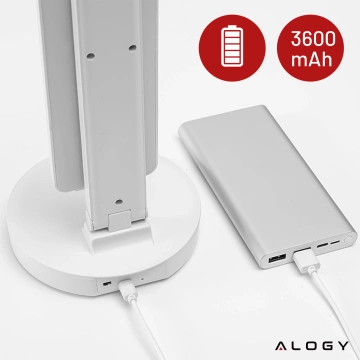 Lampe Alogy Doppel-LED-Schreibtischlampe stehend auf dem Schreibtisch mit Akku Schulzeichner Weiß