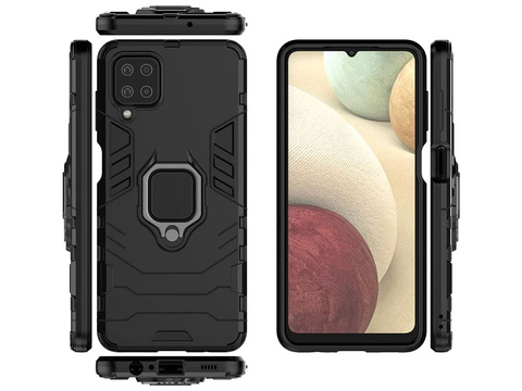 Etui Alogy Stand Ring Armor do Samsung Galaxy A12/ A12 5G czarne + Szkło