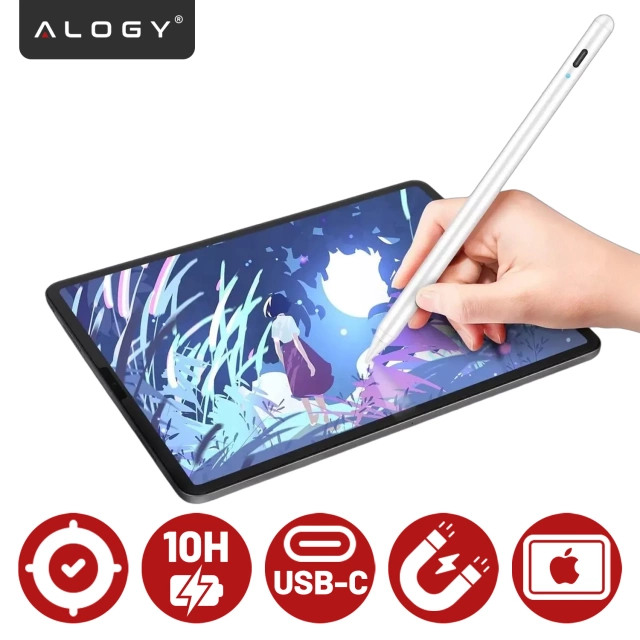 Rysik Alogy Stylus Pen Pencil dotykowy do ekranów telefonu tabletu do Apple iPad / iPhone Biały