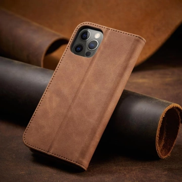 Magnet Fancy Case Case für iPhone 12 Pro Max Tasche Brieftasche Kartenhalter Braun