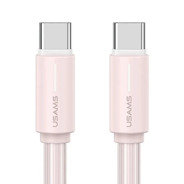 Kabel USAMS SJ734 USB-C do USB-C 1m, 60W, różowy, YU Series, szybki i trwały