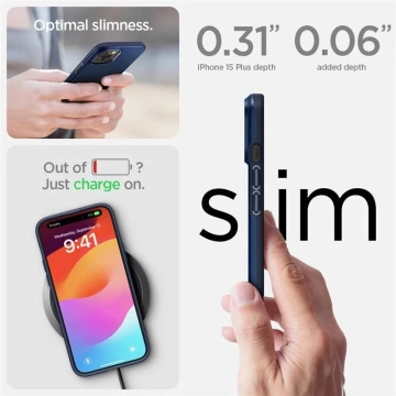 Spigen Thin Fit Hülle für iPhone 15 Plus – Blau