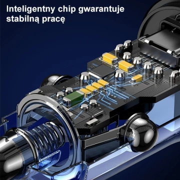USAMS Ładowarka samochodowa 1xUSB+1xUSB-C C32 30W Fast Charge niebieski/blue CC164CC02 (US-CC164)