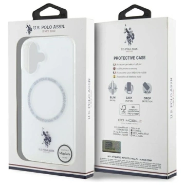 US Polo USHMP16SHOCLDPW iPhone 16 6,1" weiß/weißer IML-Ring MagSafe