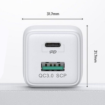 Ładowarka sieciowa Joyroom L-QP303 USB + USB-C 30W PD QC 3.0 AFC FCP White
