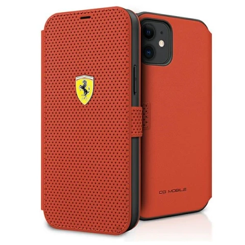 Etui na telefon Ferrari iPhone 12 mini 5,4" czerwony/red book On Track Perforated