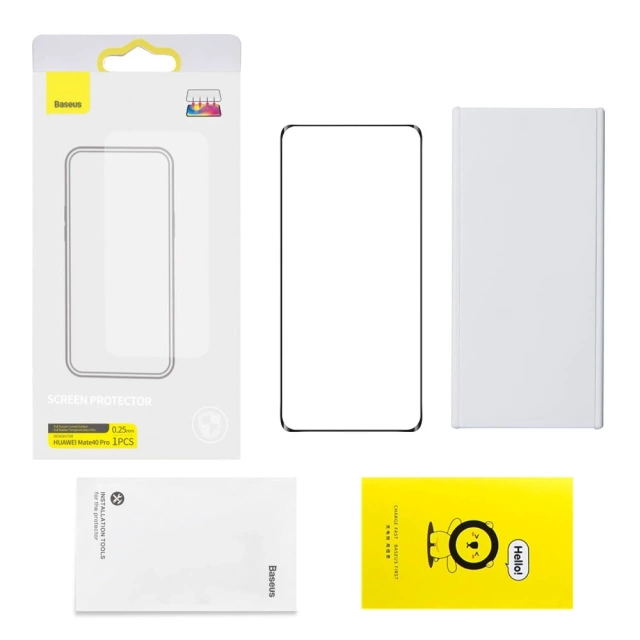 Baseus szkło hartowane 0,25mm do Huawei Mate 40 Pro na cały ekran z ramką + zestaw montażowy (SGQJ010101)