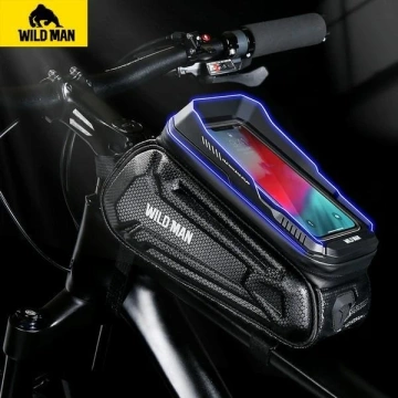 Wildman 1,2L wasserdichte Fahrradtasche Schwarz mit Kopfhöreranschluss