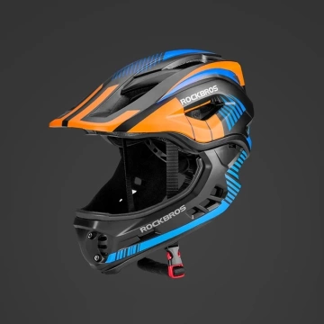 Kinderfahrradhelm mit abnehmbarem Visier Rockbros TT-32SOBL-M Größe M - Schwarz und Orange