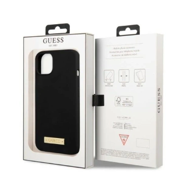 Etui Guess GUHMP13SSPLK do iPhone 13 mini 5,4" Czarny/Black Hard Case Silikon Logo Plate MagSafe