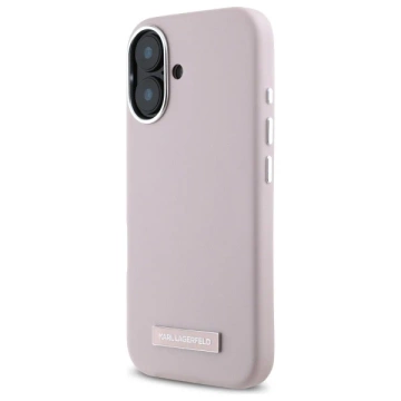 Karl Lagerfeld Hülle für iPhone 16 6,1" Rosa MagSafe Hardcase FW Metallplatte
