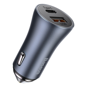 Baseus Golden Contactor Pro Autoladegerät, USB USB-C, QC4.0, PD, SCP, 40 W (grau) USB-zu-USB-C-Kabel 1 m