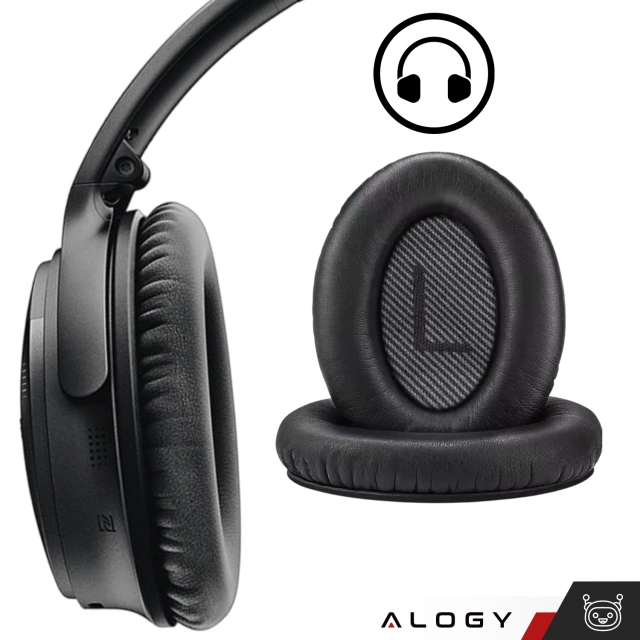 Nauszniki 2x wymienne pady gąbki do słuchawek do Bose QC35 QC25 QC15 2 AE2 QC2 Alogy Earpads Czarne