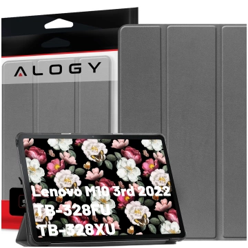 Etui na tablet Lenovo Tab M10 3gen 3 GEN 10.1 2022 TB328FU TB328XU obudowa Case Alogy Book Cover Szare + Szkło + Rysik