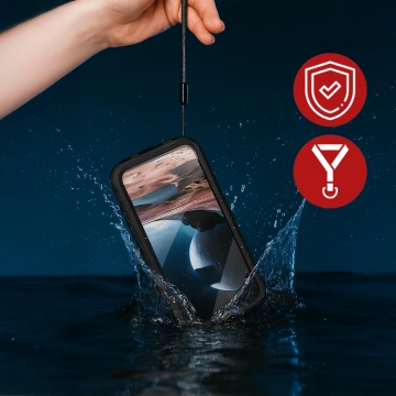 Hülle für iPhone 15 wasserdicht Mag Safe Case gepanzertes wasserdichtes Gehäuse schwarz und grau