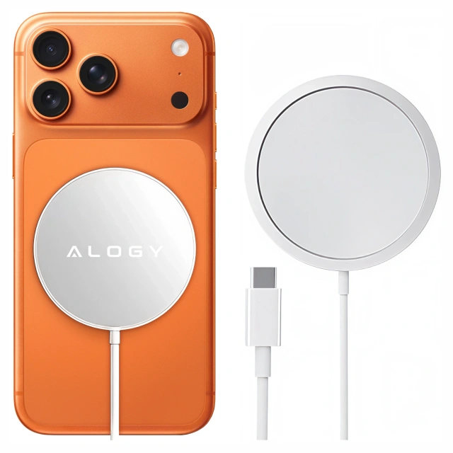 Ładowarka indukcyjna do iPhone do MagSafe – bezprzewodowa 15W, szybkie i stabilne ładowanie dla iPhone 12/13/14/15/16/17/ Pro / Max / Mini / Air – Alogy MagCharge™ Biała