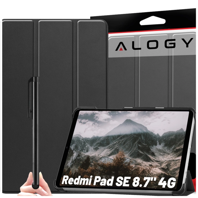 Etui ochronne do Redmi Pad SE 8.7" 4G Alogy Book Cover Case obudowa na tablet Czarne + Szkło i rysik