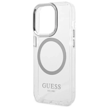 Etui Guess GUHMP14XHTRMS iPhone 14 Pro Max 6,7" srebrny/silver Hartschalenetui Metal Outline Magsafe